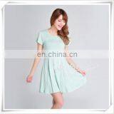Summer Dress Bamboo Fiber Rayon Pleated O Neck Short Sleeves thumbnail-1