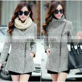 Fashionable Elegant Light Grey Woolen Winter Coat for Woman thumbnail-4