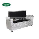 Reatai Modern White Tuft Ice Velvet Leather Material Wing Chair With Ottoman Bench Bedroom Storage Bench thumbnail-6