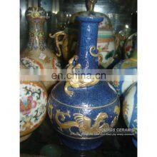 Chinese Antique Qing Dynasty Heavy Famille Rose Porcelain Vases With Lizard Design