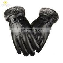 Fashion Men Leather Gloves Wrist Solid Leather Gloves Men's Sheepskin Driving Winter Warm Gloves thumbnail-2