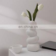 Nordic Vases Decor Ins Creative Black Blue Egg Vaso Di Fiori Con Viso Flower Ornament Ceramic Vase For Home Decor thumbnail-3