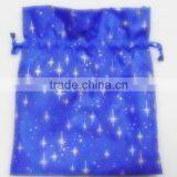 Blue With Snowflake Printed Ornaments Velvet Gift Bags With Elastic Rope for Packing Ornaments/watch/mobile Phone thumbnail-4