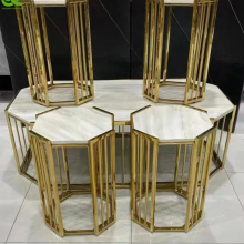 Stainless Steel Glass Luxury Gold Coffee Table Set of 5 Living Room Furniture Coffee Table thumbnail-5