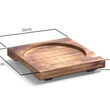 Round Wooden Base Cast Iron Sizzling Plate Two Ears New Design Cast Iron Paella Pan Deep Fry Pan thumbnail-3