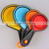 Portable Silicone Measuring Cups & Spoons 4-Piece Set Folding Colorful Colored Plastic Measuring Cups