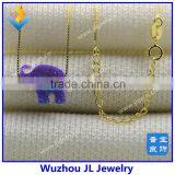 Hot Sale Synthetic Opal Elephant Pendant With Fashion S925 Sterling Silver Chain Necklace thumbnail-1