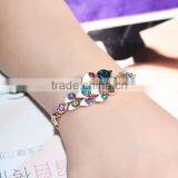 Lovely Adjustable Gold Plated Colorful Owl With Green Eyes Crystal Bracelet thumbnail-2