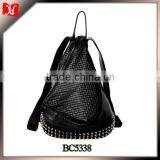 Hot Selling Fashionable Triangle Shaped Leather Backpack With Rivet thumbnail-1