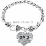 Genuine Austrian Clear Crystal " 26.2 " Charm Chain Link Bracelet thumbnail-1
