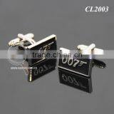 Fashion Men Black Desing Business Gentlemen Luxury Enamel Number 007 Engraved Metal Custom Made Cufflinks thumbnail-5