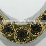 wooded bead collar for apparel,saree blouse neck designs