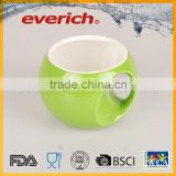 Round shape cute green buy ceramic mug
