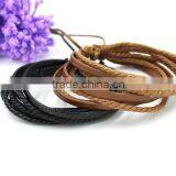 Knitting Leather Straw Rope Bracelet For Boys,Fashion Leather Bracelet For Men thumbnail-5
