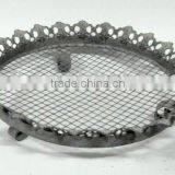 Laced Round Metal Wire Tray W/Antique Grey thumbnail-1