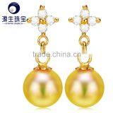 Japanese Circular 7--7.5mm Golden Akoya Pearl Jewelry Earrings for Sales thumbnail-4