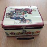 Tin Lunch Box Plain Container for Paints Handle Tin Box for Cookies
