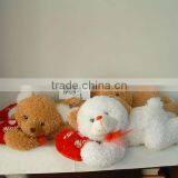 20" Customized Beautiful Valentine Soft Plush Sleeping Bear Animal Toy With Silk Bowtie&embroidered Heart Pillow thumbnail-1