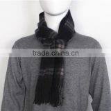 Dark Green Checked Wool Scarf thumbnail-3