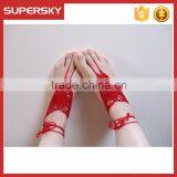 V-978 New Design Beach Wedding Barefoot Sandals Cotton Crochet Anklets With Toe Ring Ankle Bracelet Indian Foot Jewelry thumbnail-1