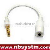 3.5mm 4 Pole to 3.5mm Stereo Jack Adapter Cable White