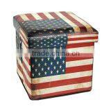 Vintage Faux Leather Storage Folding Seating Box Stool Ottaman