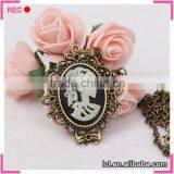 Engraved Skull Gothic Necklace, for Carnaval Gothic Jewelry thumbnail-3