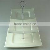 3-tier Ceramic Rectangular Stand Holder Snack Plate for Party in Stocklots thumbnail-2