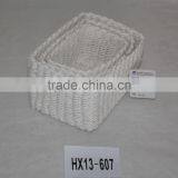 White Paper String Woven Rectangle Sundries Storage Basket HX13-607 thumbnail-2