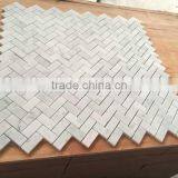Carrara White Marble Herringbone Mosaic Tile Bianco Carrara Herringbone Tile thumbnail-2