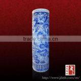 Large Tall Cylinder Vase Porcelain Vase Blue Made in Jingdezhen thumbnail-1