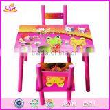 2017 New Design Home / School / Pink Wooden Girls Table and Chairs W08G197 thumbnail-5
