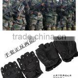 Tactical Leather Gloves Half Finger Black thumbnail-1