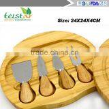New Design High Quality Rubber Wood Cheese Board Wood Cheese Board With 4knives Set Bamboo & Wood Products Kitchenwares co Tools thumbnail-4