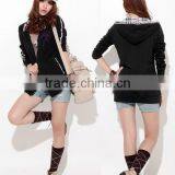 Comfortable Winter Long Sleeve Girls Thick Hoody Coat Back With Hat Made in China thumbnail-1