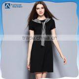 Fashion Apparel Short Sleeve Fake Sailor Dress Plain Black A-line Skirt thumbnail-1