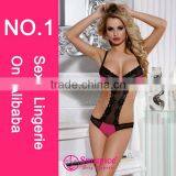 2015 High Quality Hot Sales Seduction Lingerie Lingerie Lace Women Sexy Lingerie Teddy thumbnail-1
