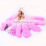CX-R-39D Fashion Dip Dyed Girls Wholesale Real Rabbit Fur Key Chain Fur thumbnail-3