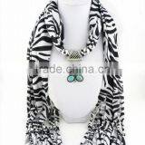 Red Turquoise Hollow Cross Pendant Jewelry Necklaces Diy Handmade Polyester Scarves 2016 New Design Women Scarves thumbnail-5