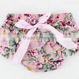 Wholesale Ruffle Diaper Covers Baby Cotton Bloomers Pink Ruffle Print Floral Bloomers thumbnail-1