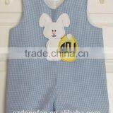 Baby Boy Shortall Longall Easter Applique Monogram Bunny Jon Jon Romper thumbnail-3