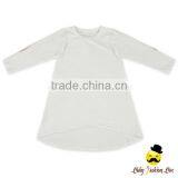 Autume And Winter Kids Blouses Breathable 100% Cotton Plain White Long Sleeve Baby Gir Dress Blank Top Shirt thumbnail-1