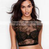 Runwaylover 5493 Mesh Top Sexy Ladies Mesh Black Bra and Thong Set thumbnail-2
