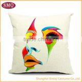 retail cotton & linen fabric human face cushion covers for sofa