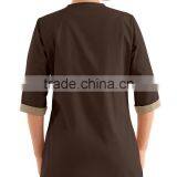 High Quality Female Color Contrasting 3/4 Sleeves House Keeping Tunic With One Button Closure thumbnail-3