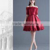 2017 Design Women Wedding Dress for Embroidered Lace,flat Shoulder Lace up Back Wedding Dress OEM thumbnail-3