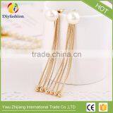 Fashion Simple Long Pearl Tassel Stud Earrings thumbnail-2