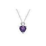 Lover Gift Purple Crystal Heart Necklace Pendant Support Yellow Gold