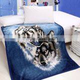 Animal motifs flat screen printing flannel blanket seriers NO.2 wolf