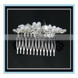Newest Design White Pearl and Crystal Flower Wedding Bridal Claw Clip Hair Accessories Comb thumbnail-5